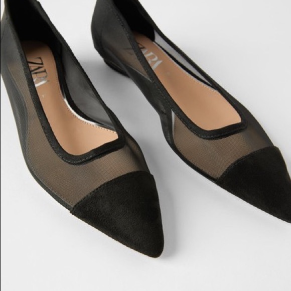 ZARA Pointed Cap Toe Ballet Flats ~Size 7-7.5 - Picture 8 of 8